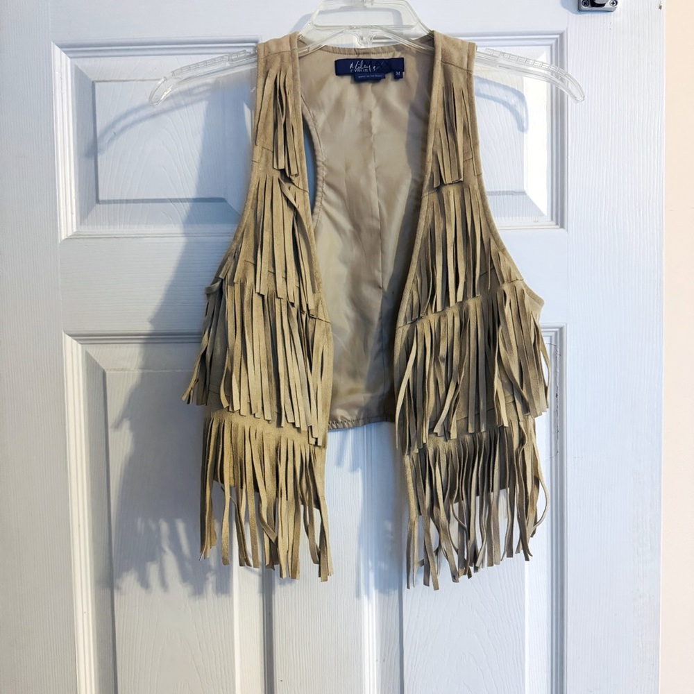 Faux Leather Fringe Vest
